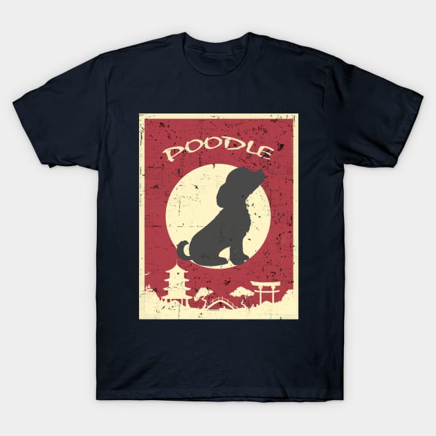 Aesthetic Poodle Dog With Moon T-Shirt by LeahXu